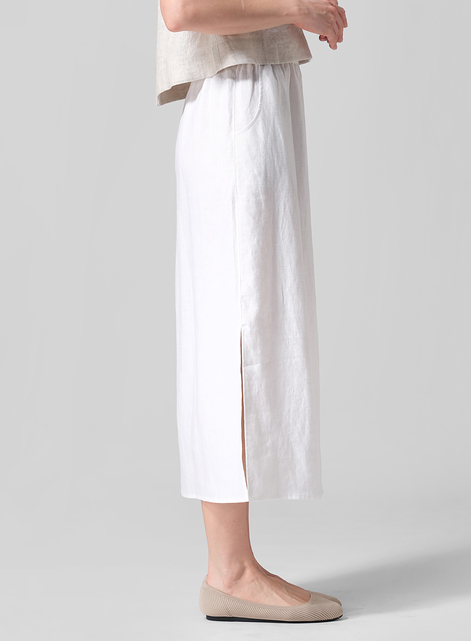 Linen Straight-Leg Long Skirt