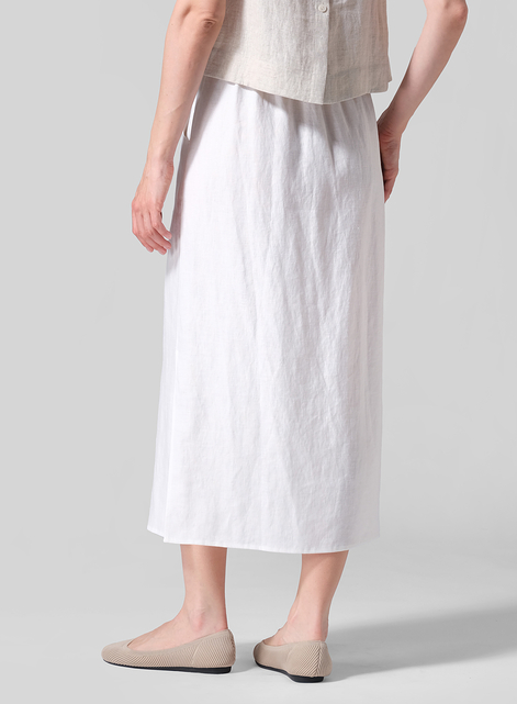 Linen Straight-Leg Long Skirt