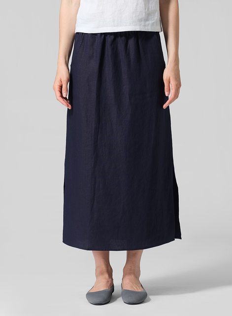 Linen Straight-Leg Long Skirt