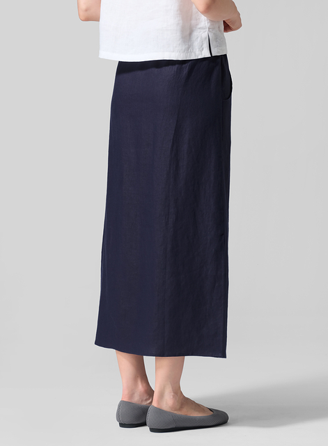 Linen Straight-Leg Long Skirt