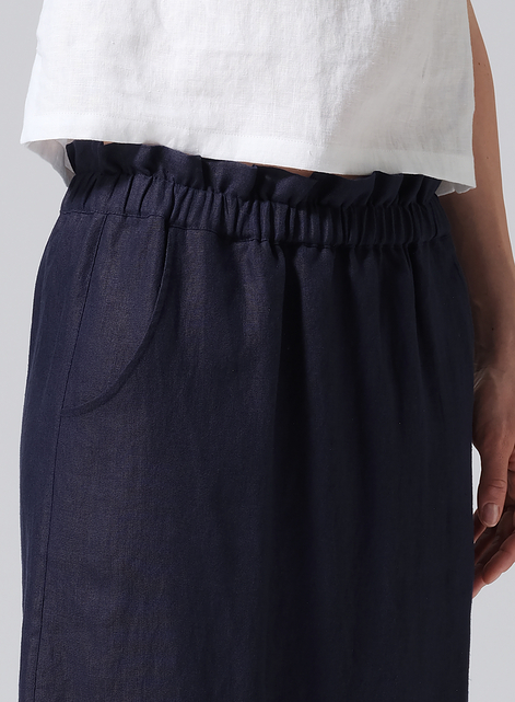 Linen Straight-Leg Long Skirt
