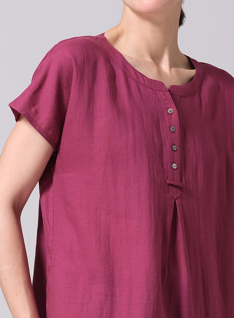 Linen Split Neck Long Tunics