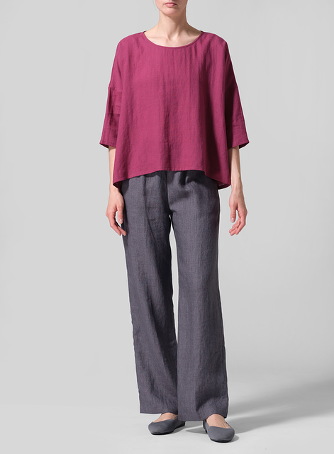 Linen Dropped Shoulder Long Top