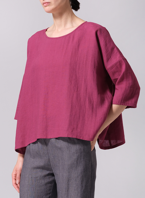 Linen Dropped Shoulder Long Top