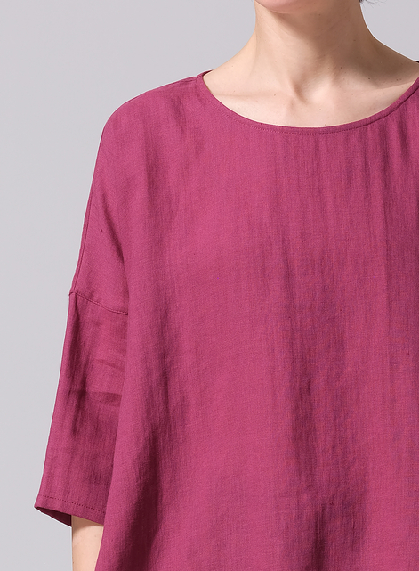 Linen Dropped Shoulder Long Top