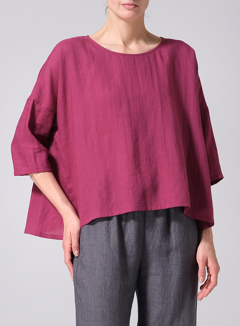 Linen Dropped Shoulder Long Top