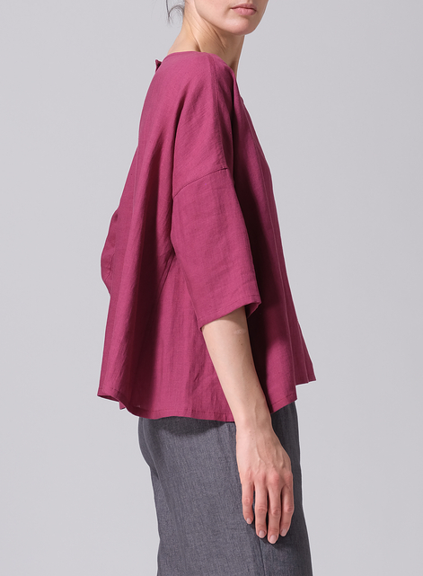 Linen Dropped Shoulder Long Top