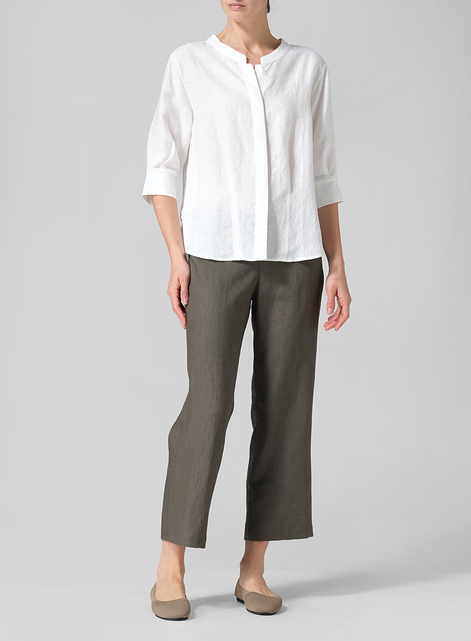 Linen Back Keyhole Blouse