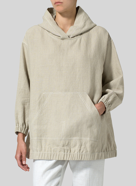 Linen Oversized Hoodie Top