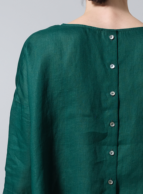 Linen Contrast Dropped Shoulder Top