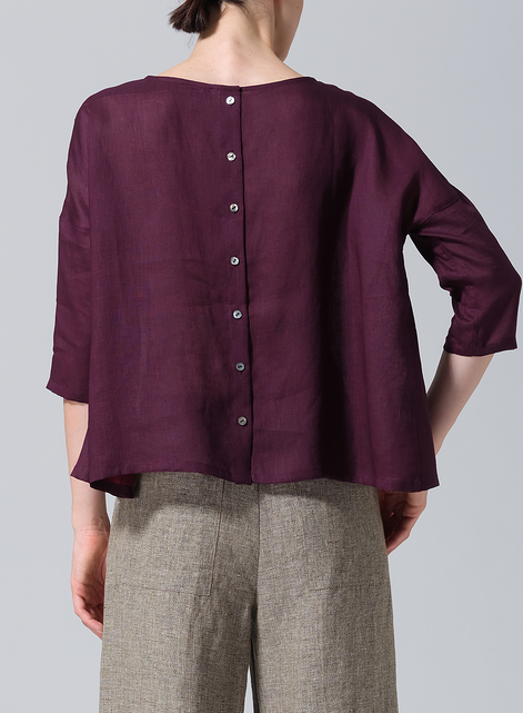 Linen Contrast Dropped Shoulder Top