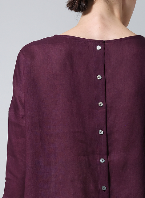 Linen Contrast Dropped Shoulder Top