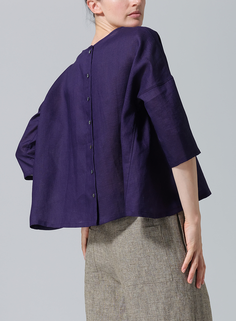 Linen Contrast Dropped Shoulder Top