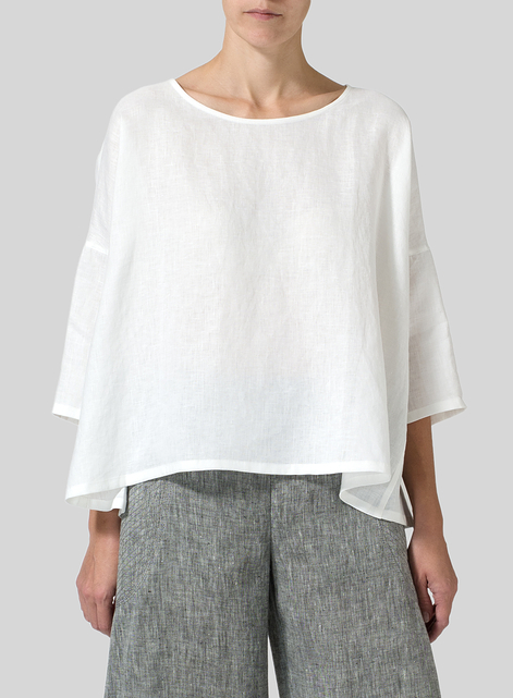Linen Dropped Shoulder Top