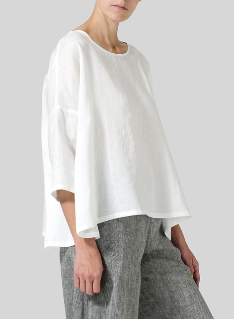 Linen Dropped Shoulder Top