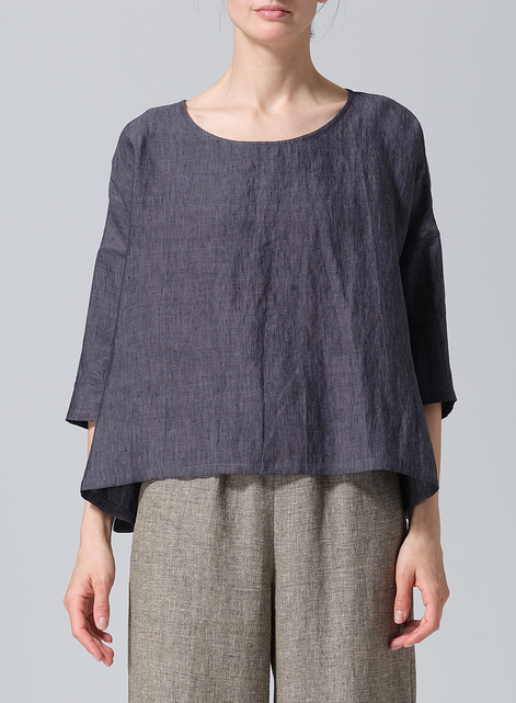 Linen Dropped Shoulder Top