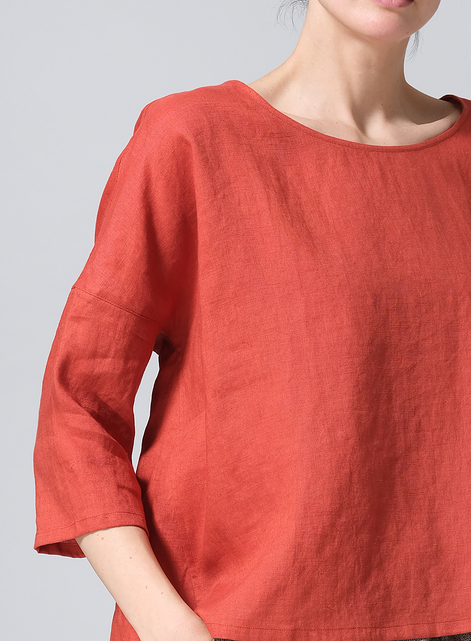 Linen Dropped Shoulder Top