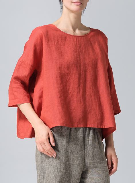 Linen Dropped Shoulder Top