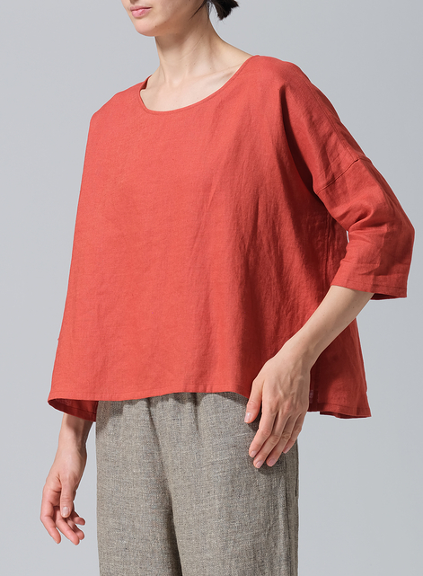 Linen Dropped Shoulder Top