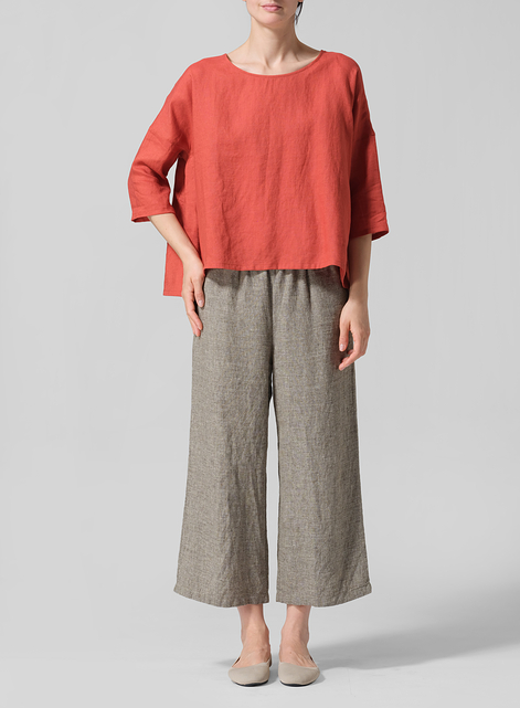 Linen Dropped Shoulder Top