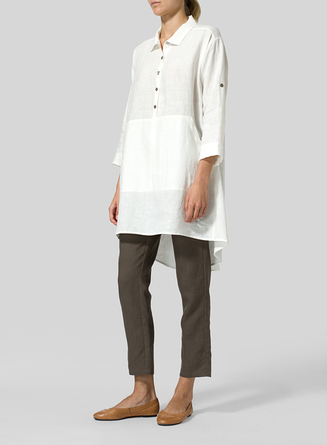 Linen Classic Collar A Shape Tunic