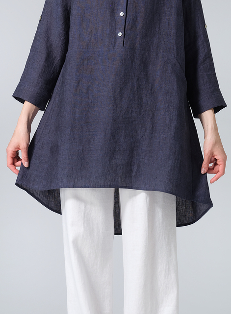 Linen Classic Collar A Shape Tunic