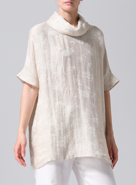 Linen Cowl Neck Gauze Tunic