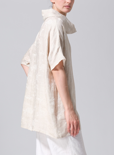 Linen Cowl Neck Gauze Tunic