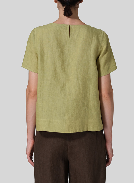 Linen Regular Fit V-Neck Short Top
