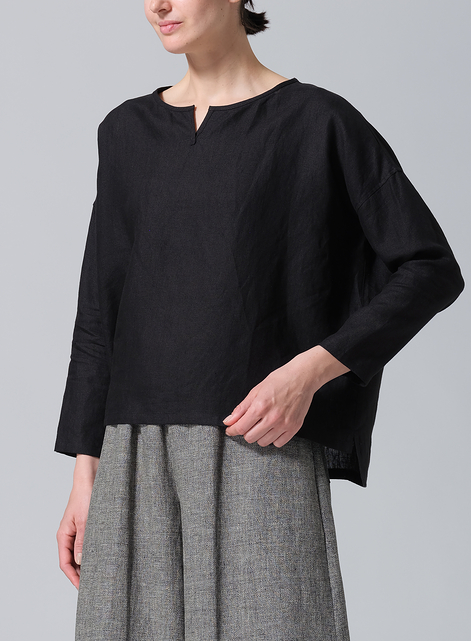 Linen V-neck Boxy Top