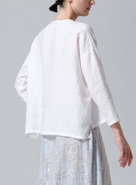 Linen V-neck Boxy Top