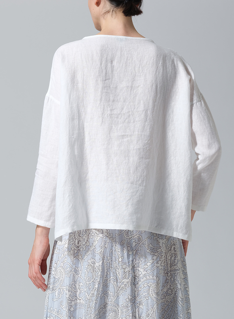 Linen V-neck Boxy Top