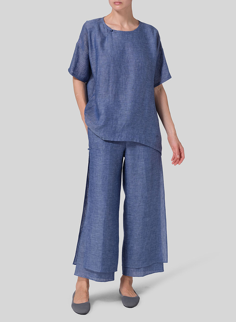 Linen Relaxed Handmade Knot Buttons Top