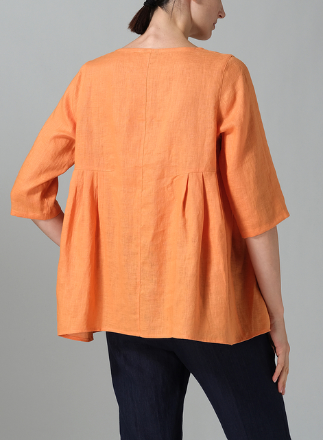 Linen Dropped Shoulder Pleated Box Top