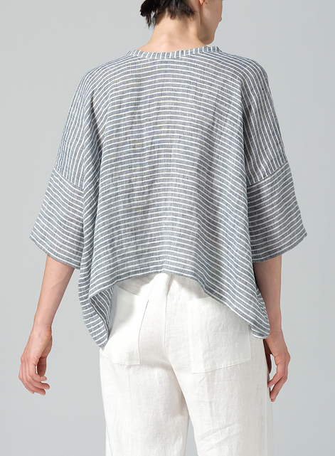 Linen Loose Deep V-Neck Top