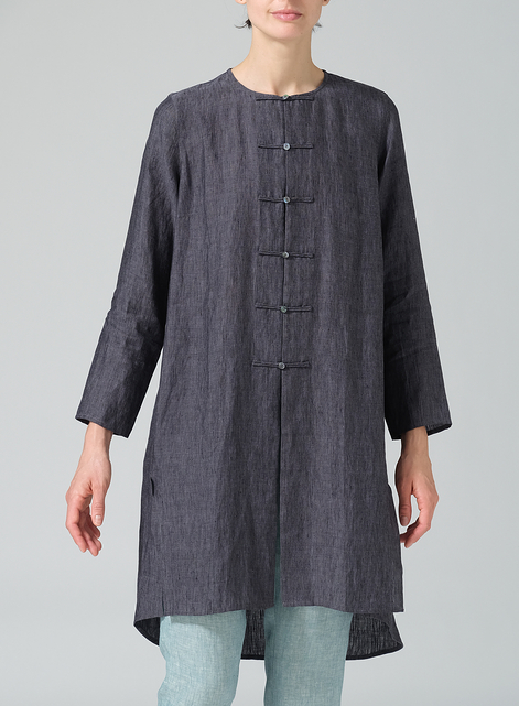 Linen Straight Cut Chinese Knot Tunic