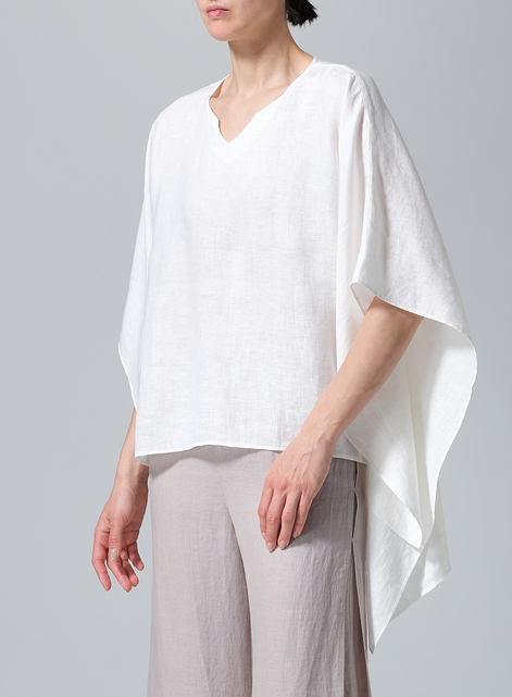 Linen Batwing Sleeve Top