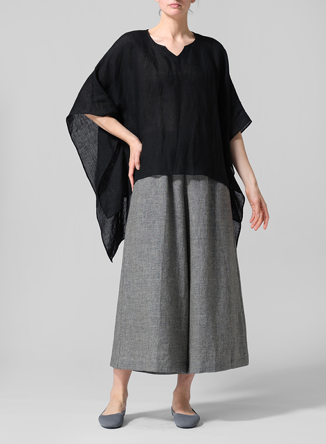 Linen Batwing Sleeve Top