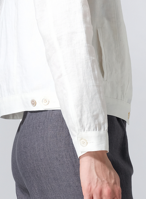 Linen Button Front Cropped Jacket