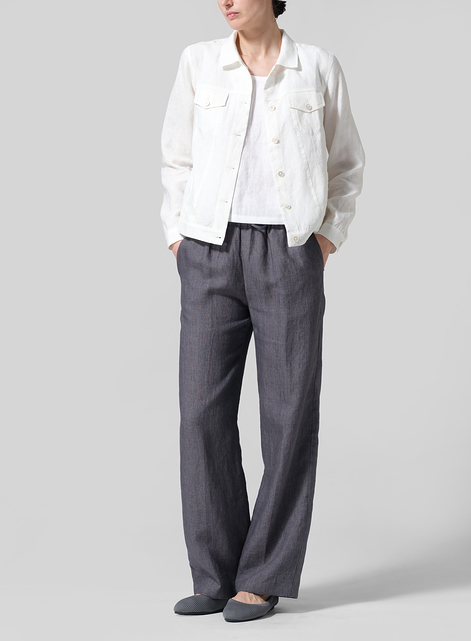 Linen Button Front Cropped Jacket