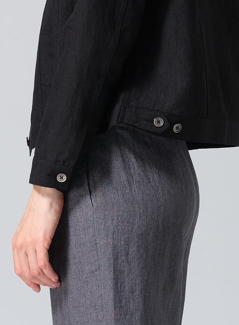 Linen Button Front Cropped Jacket
