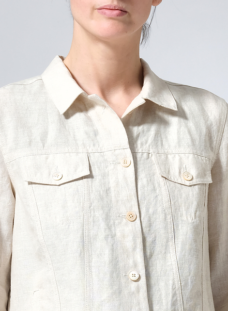 Linen Button Front Cropped Jacket