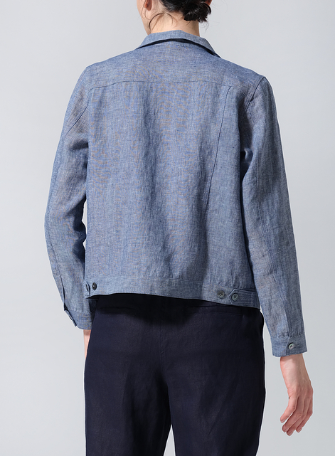 Linen Button Front Cropped Jacket
