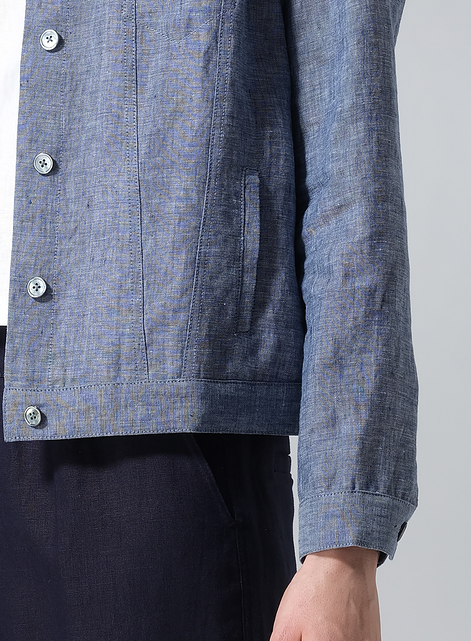 Linen Button Front Cropped Jacket