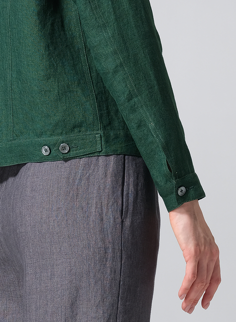 Linen Button Front Cropped Jacket