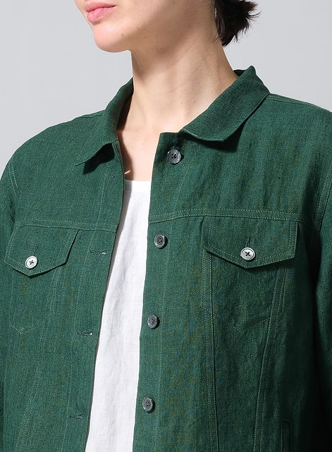 Linen Button Front Cropped Jacket