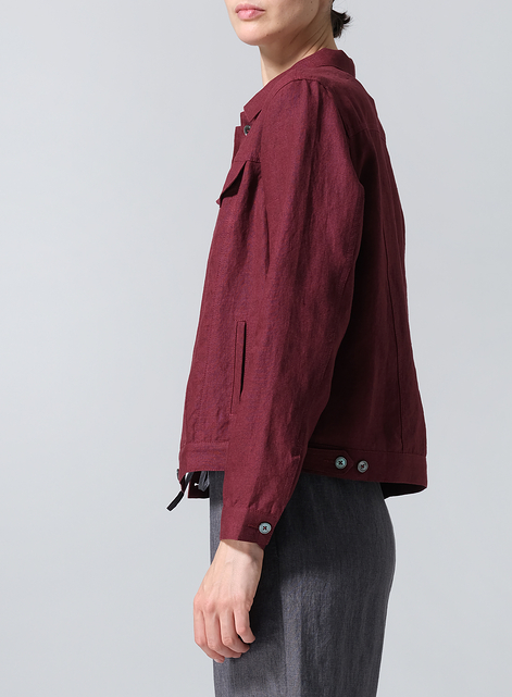 Linen Button Front Cropped Jacket
