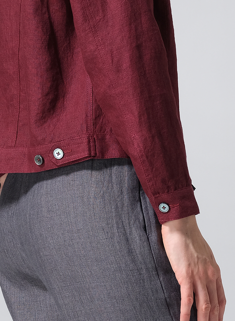 Linen Button Front Cropped Jacket