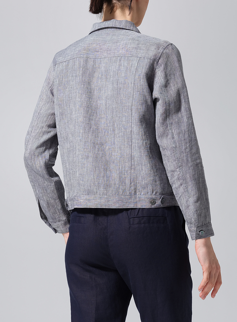 Linen Button Front Cropped Jacket