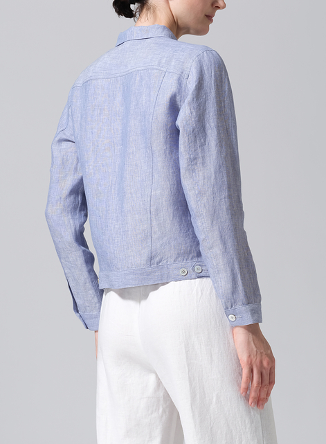 Linen Button Front Cropped Jacket